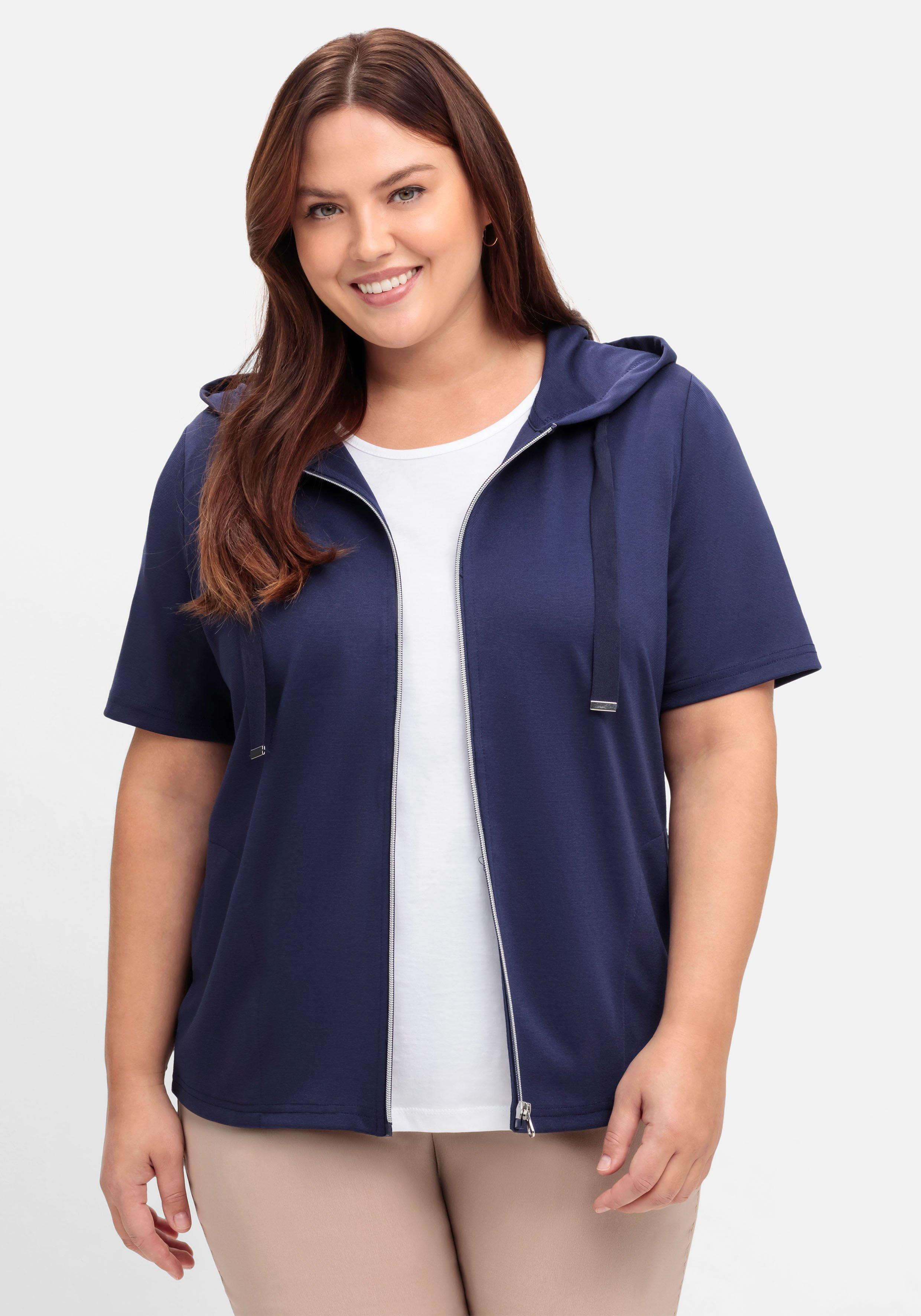 Shirtjacke mit Kapuze und Reißverschluss
