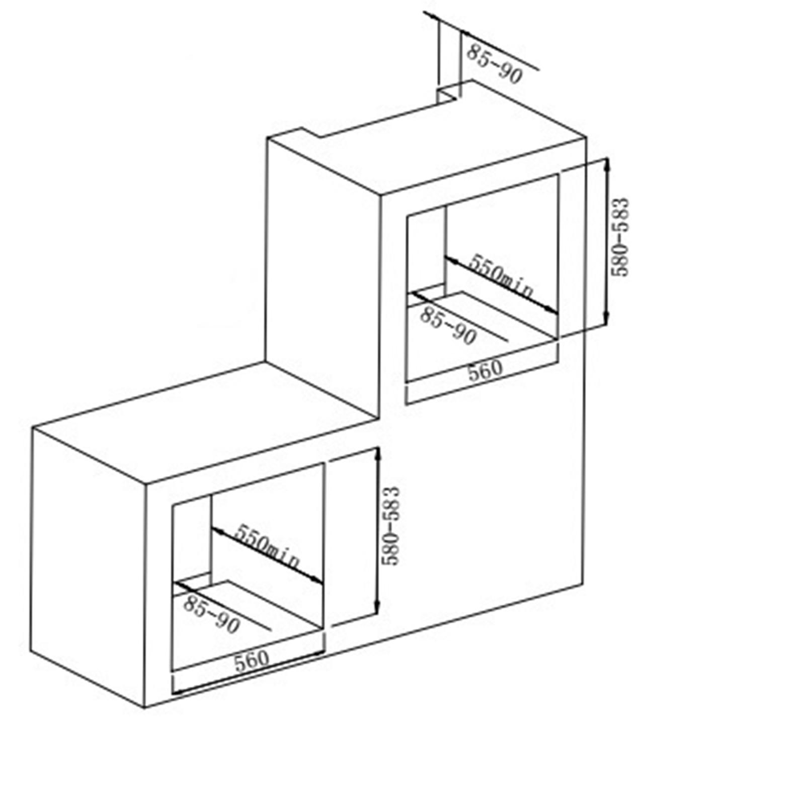 RESPEKTA Küchenblock - grau Hochglanz-Eiche Sägerau - mit E-Geräten - 280 cm