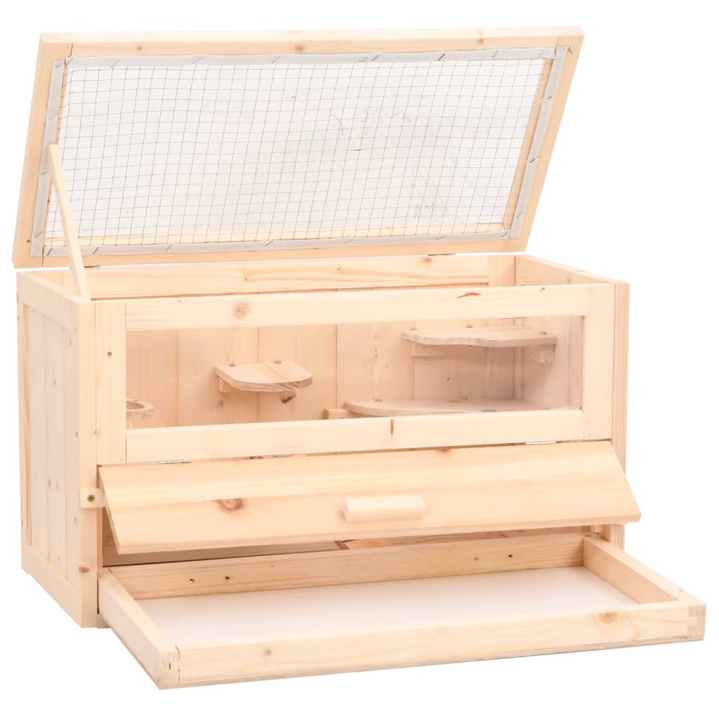 gaiola para hamster vidaXL em madeira maciça de abeto, 60x30x35 cm