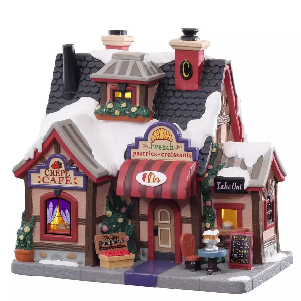 Village de Noël Lemax à piles lumineux Le Crêpe Café