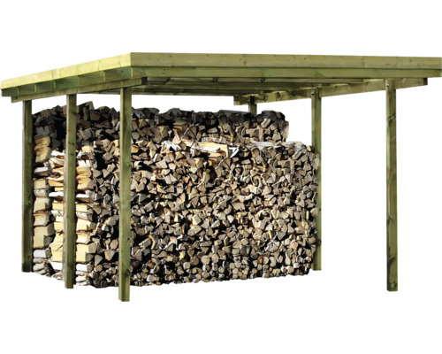 Enkele carport met plat dak, inclusief bevestigingsmateriaal, palen 9x9 cm, 304 x 510 cm, drukgeïmpregneerd