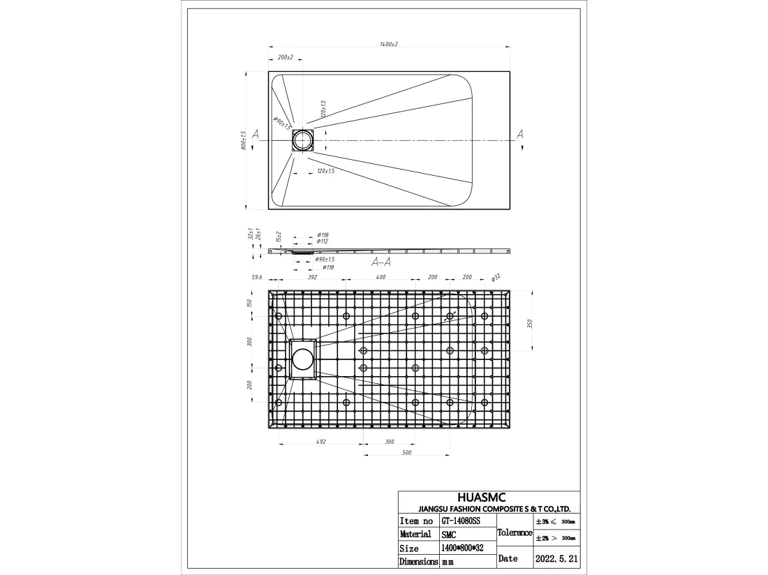 Receveur extra-plat à poser ou à encastrer découpable en résine SMC - Blanc - 140 x 80 cm - MIRNOSA