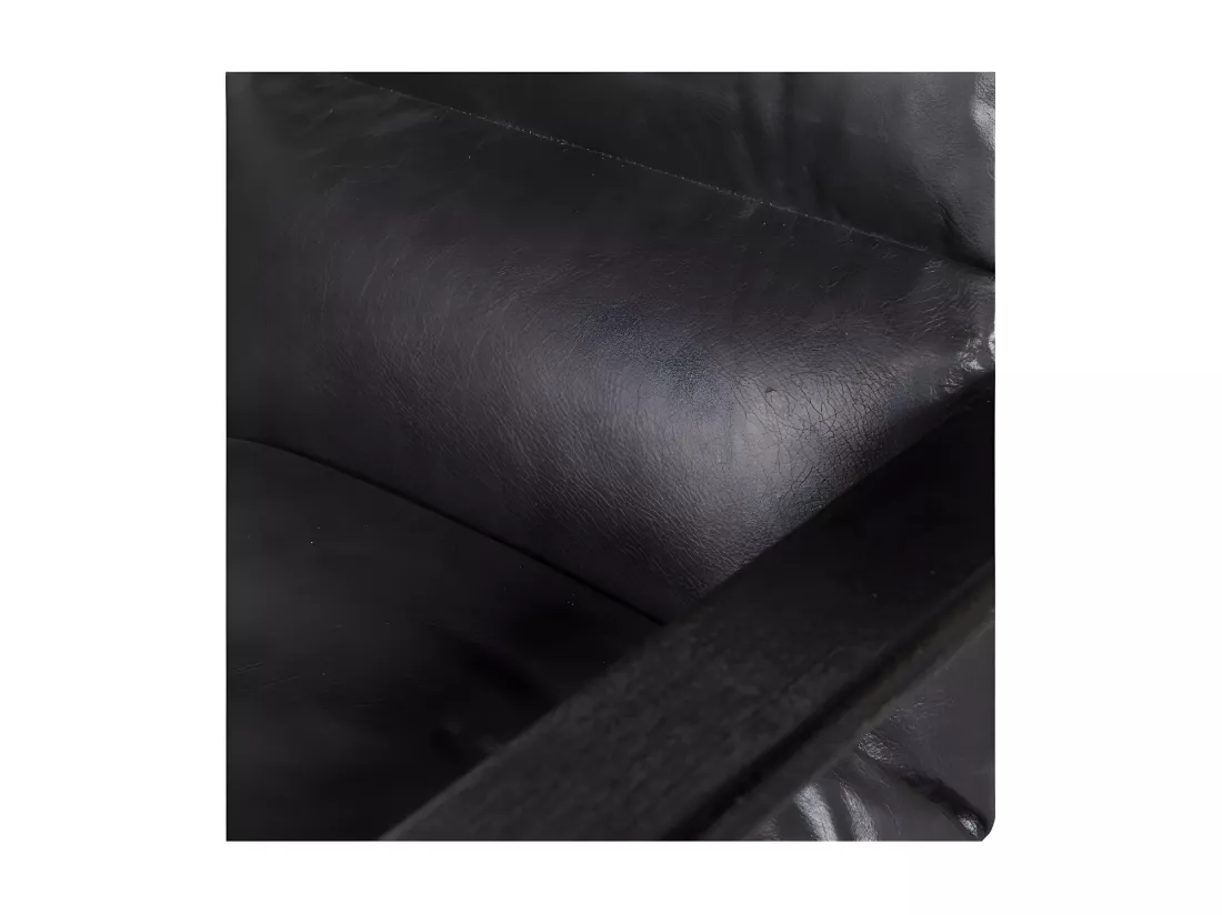 HOUSTON - Fauteuil en cuir véritable noir