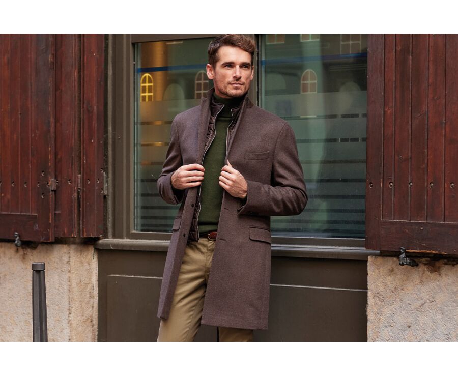 Manteau homme laine & cachemire hiver Chocolat - HONORÉ II