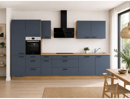 CONCEPT1 - Pack Cuisine Carena 360cm H12 Gauche Bleu fjord ultra-mat