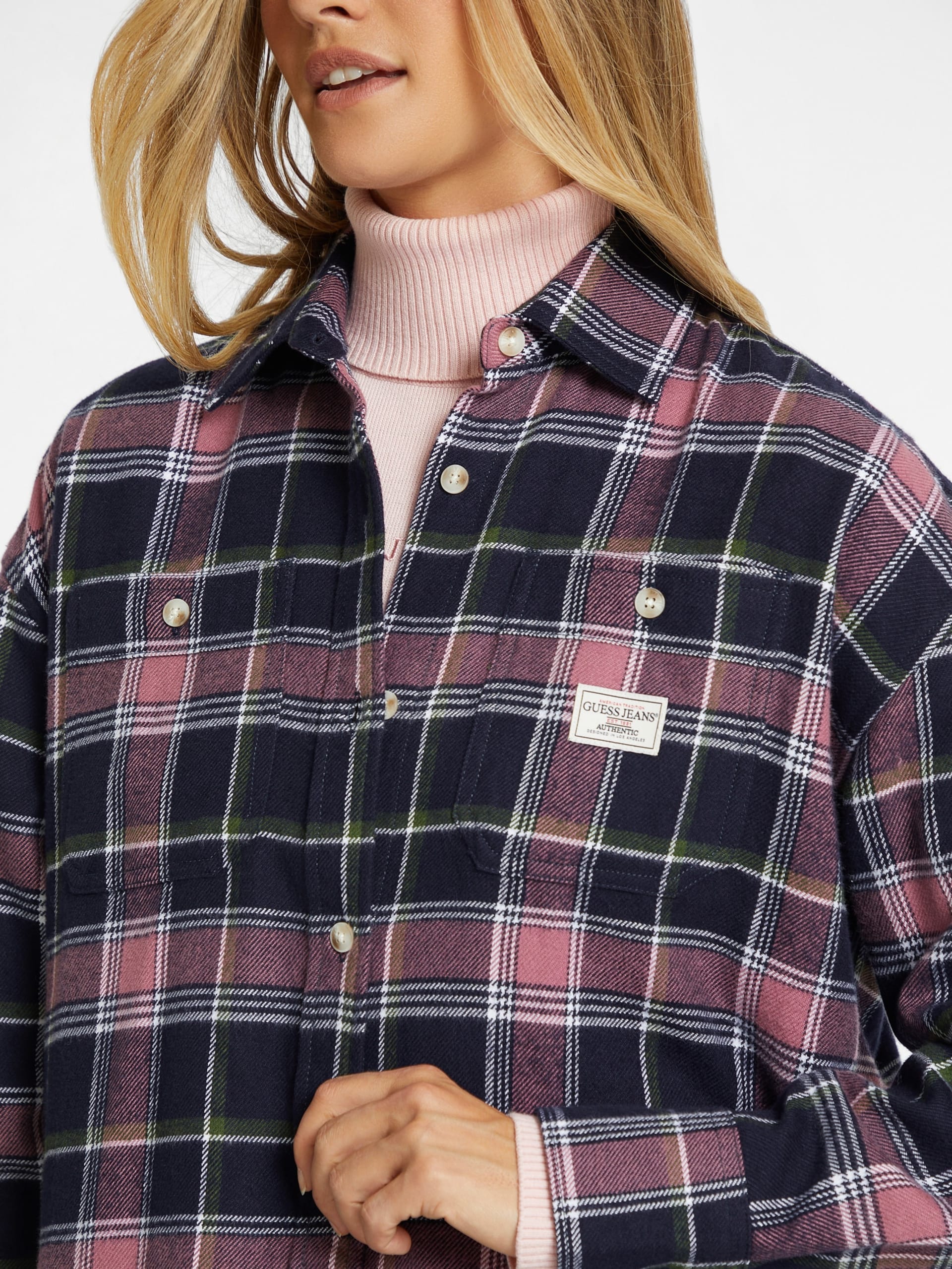 Camisa de manga comprida oversized com bolso
