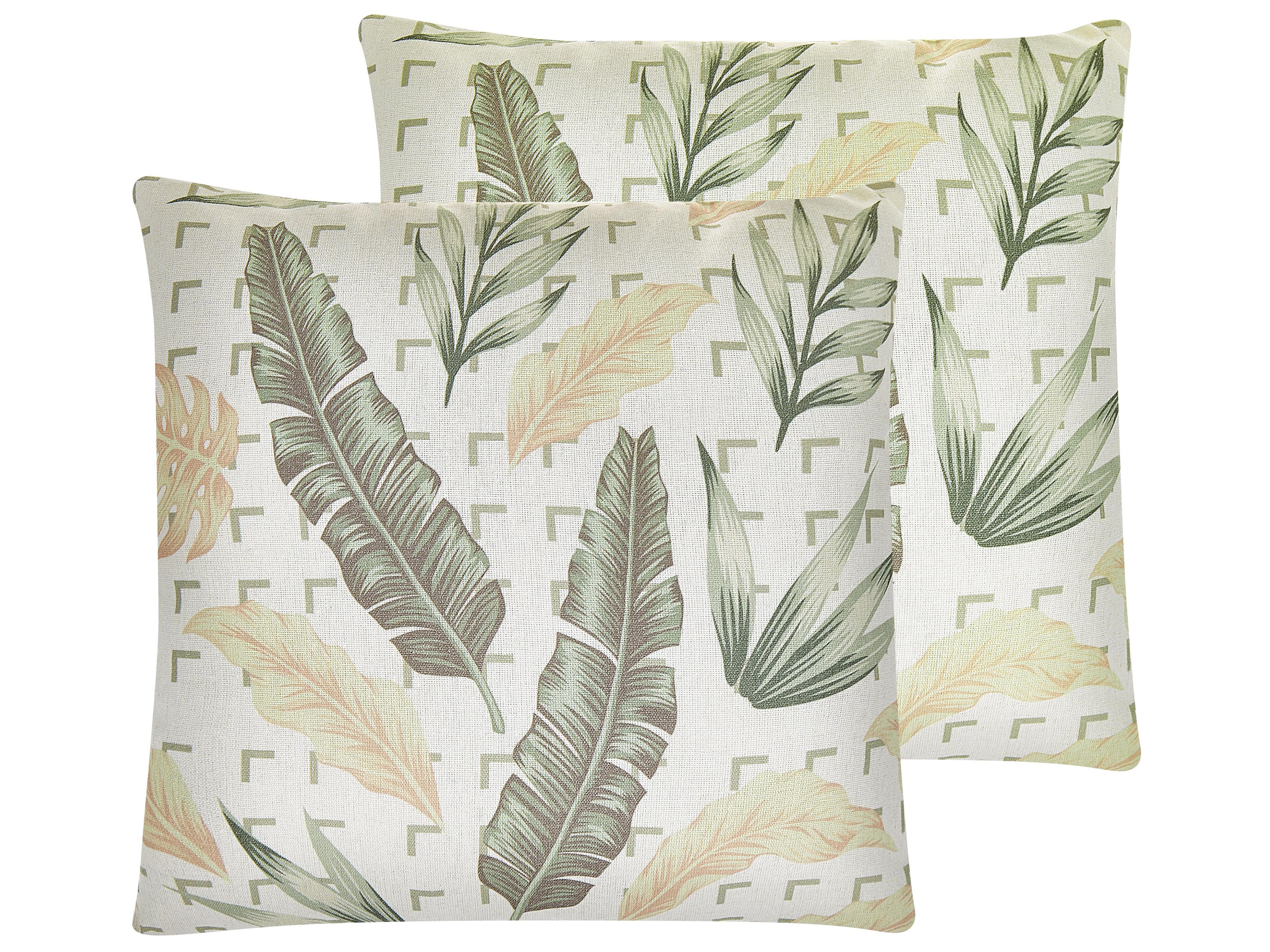 Set van 2 sierkussens RHAPIS 45 x 45 cm Groen bladpatroon
