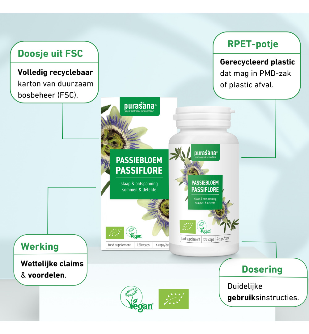 Purasana Passiebloem capsules 125 mg 120 (120 vega capsules)