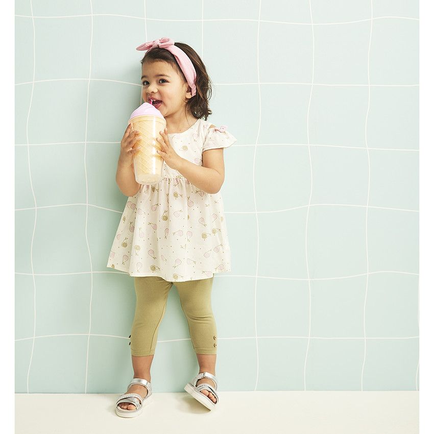 Ensemble 2 pièces imprimé poires pour bébé fille - Ecru