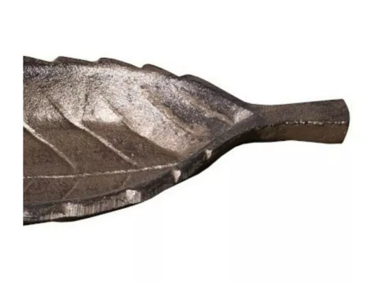 Mangeoire à oiseaux feuille abreuvoir jardin en fonte marron 26cm