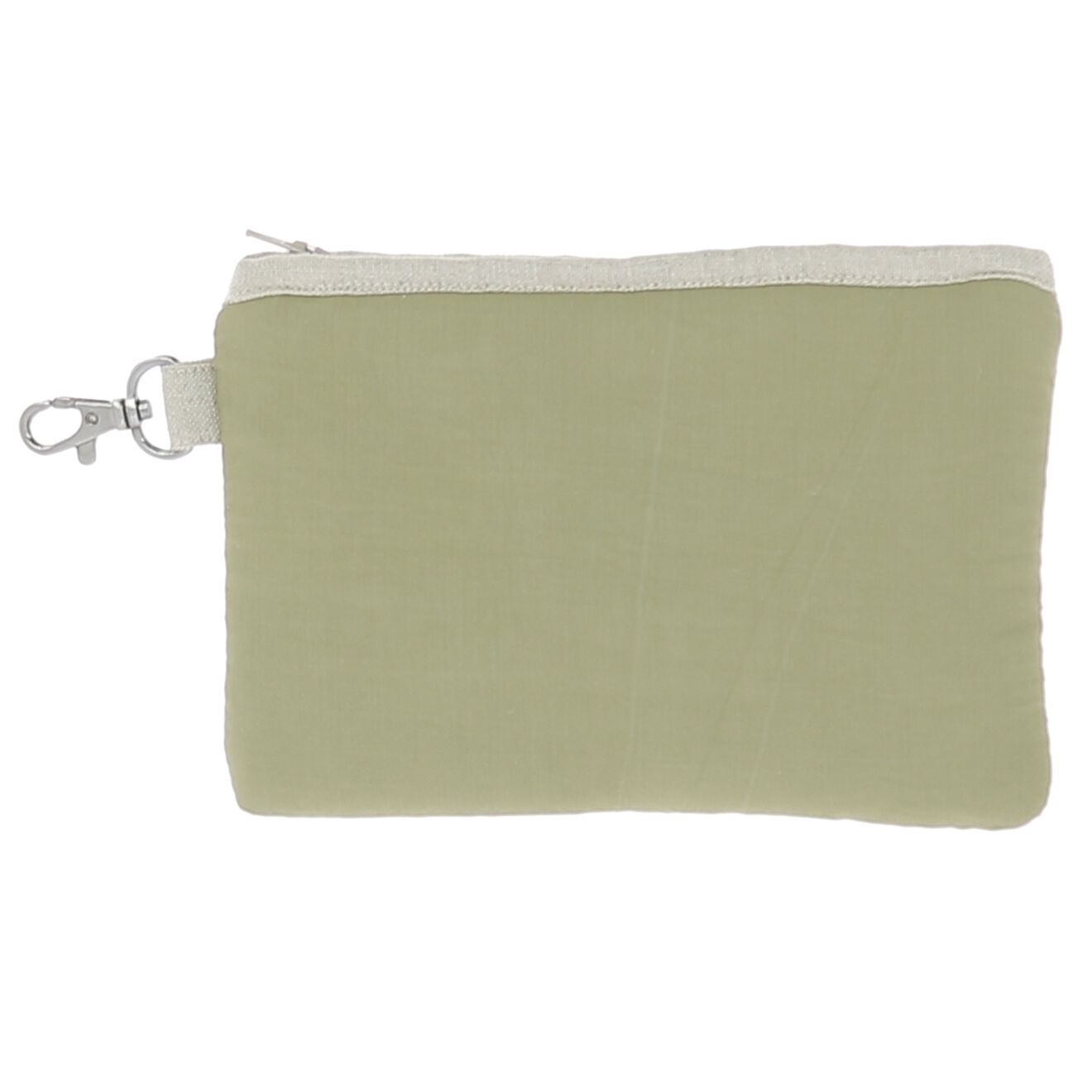 En Fil d'Indienne Trousse plate Soie kaki - 20x13 cm