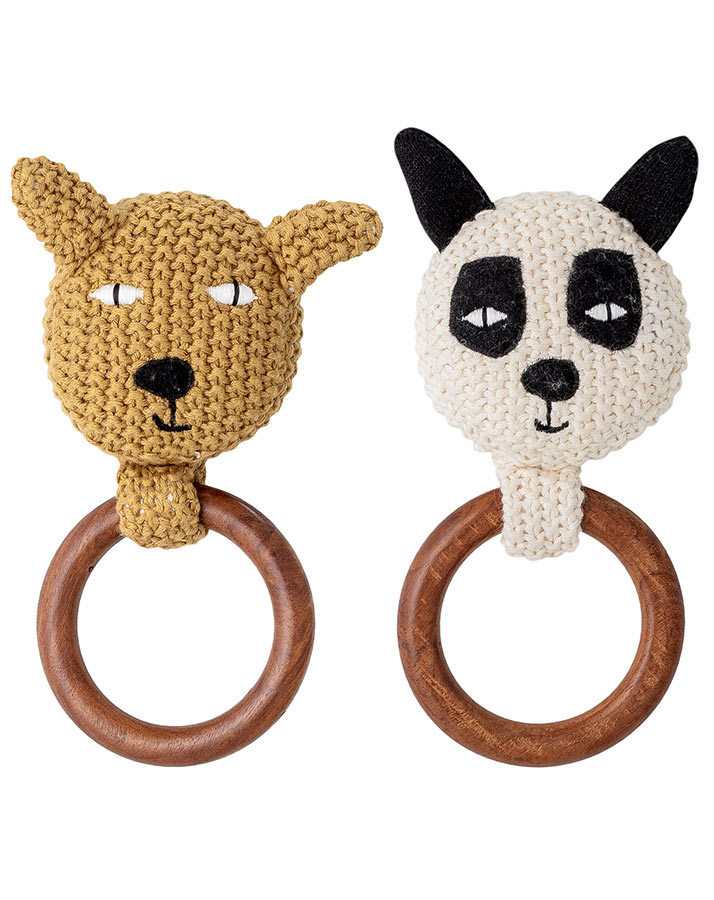 Rassel HUND & PANDA 2er-Pack in braun/weiß