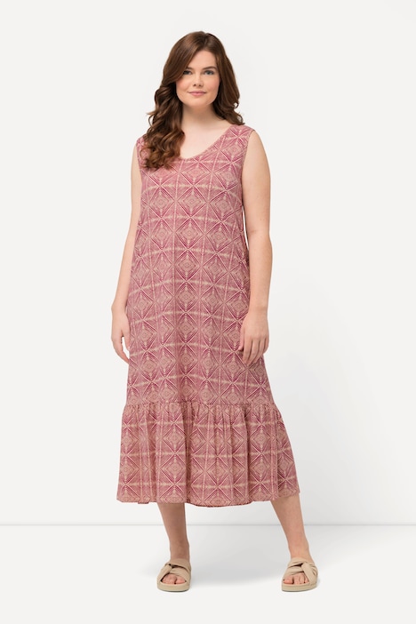 Jersey-Midikleid, V-Ausschnitt, ärmellos, Biobaumwolle