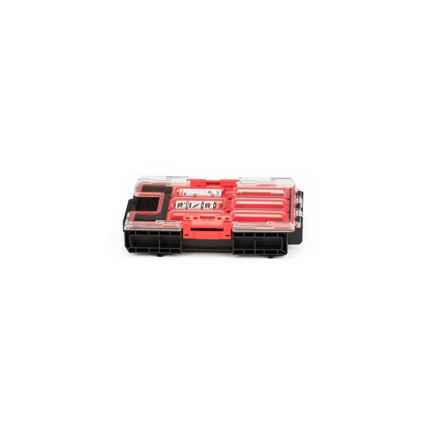 PROREGAL QBRICK Assortimentsdoos 1 M HxBxD 26,5 x 36,5 x 7 cm 6 vakken 2,5 liter Met deksel Handvat met klemsluitingen Zwart