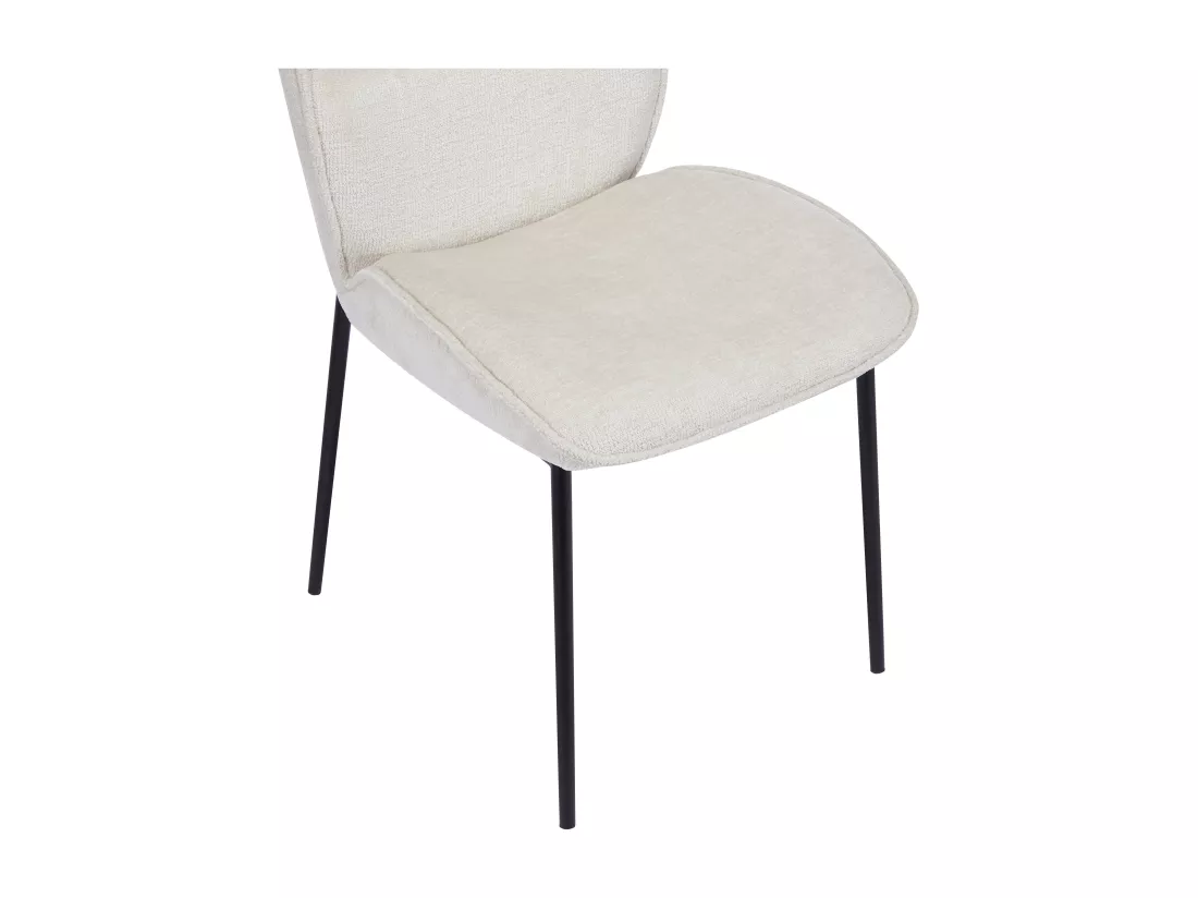 Lot de 6 chaises en tissu texturé et métal noir - Crème - TIANIVA