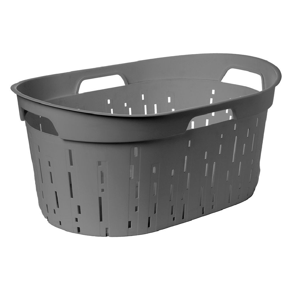 Panier à linge Moma plastique gris 42L - L60 x l40 x H27 cm