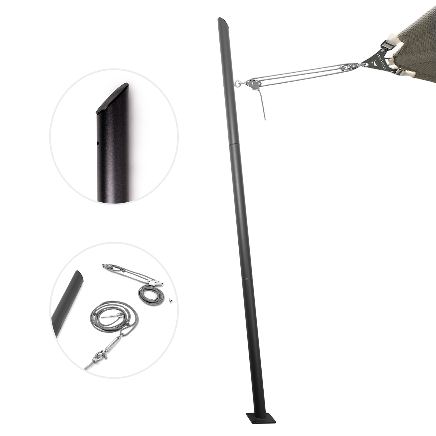 Maanta EZ Mast 80° basisplaat schaduwdoek paal - Anthracite