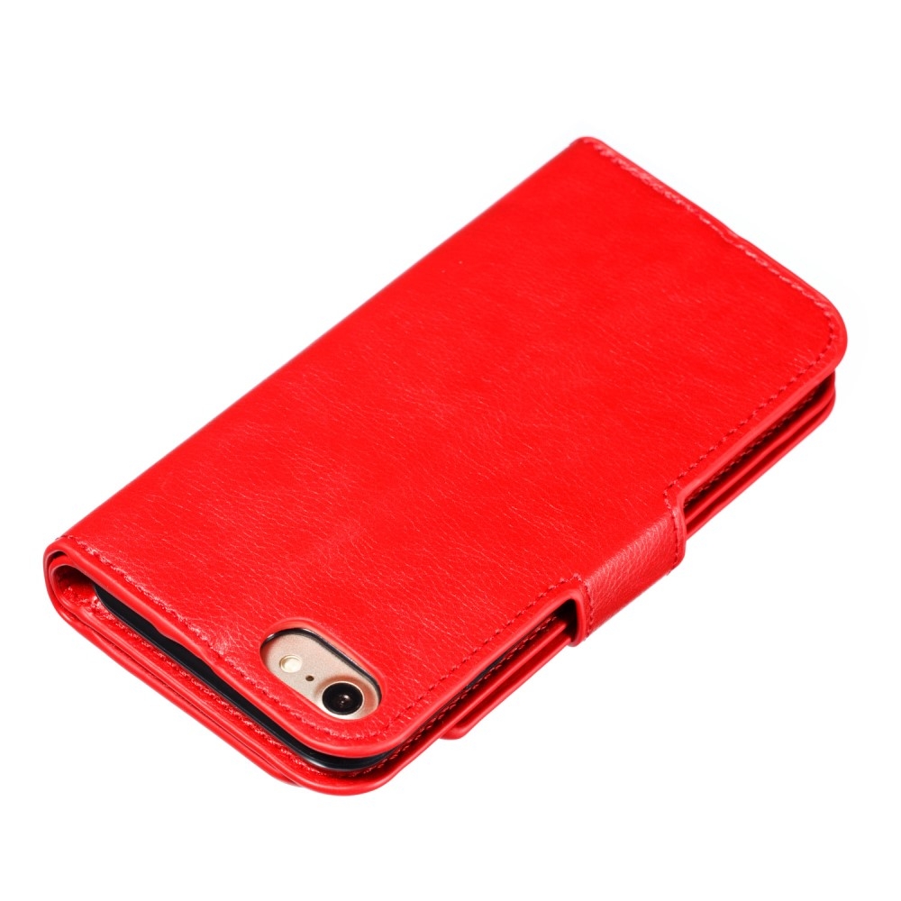 iPhone SE (2022/2020) / 8 / 7 Leder Wallet Etui Tasche mit 9 Kartenfächern - Rot