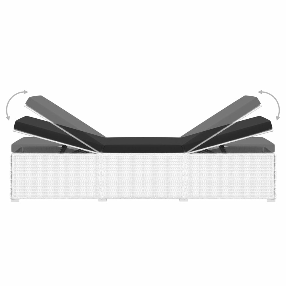 Transat chaise longue bain de soleil lit de jardin terrasse meuble d'extérieur et table à thé résine tressée blanc