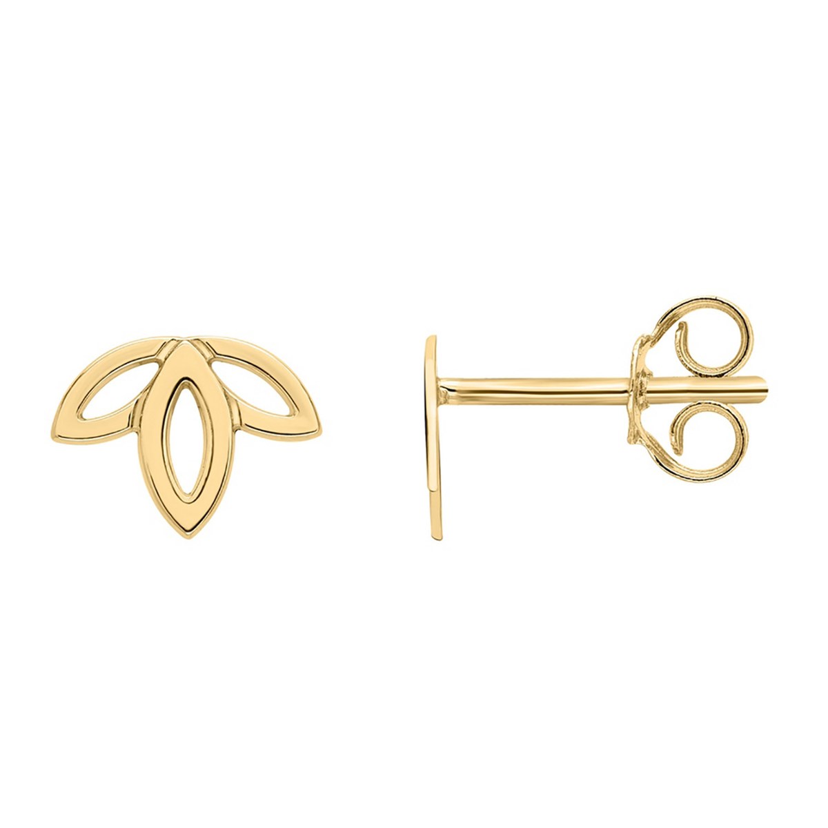 Puces d'oreilles Brillaxis feuille or jaune 9K