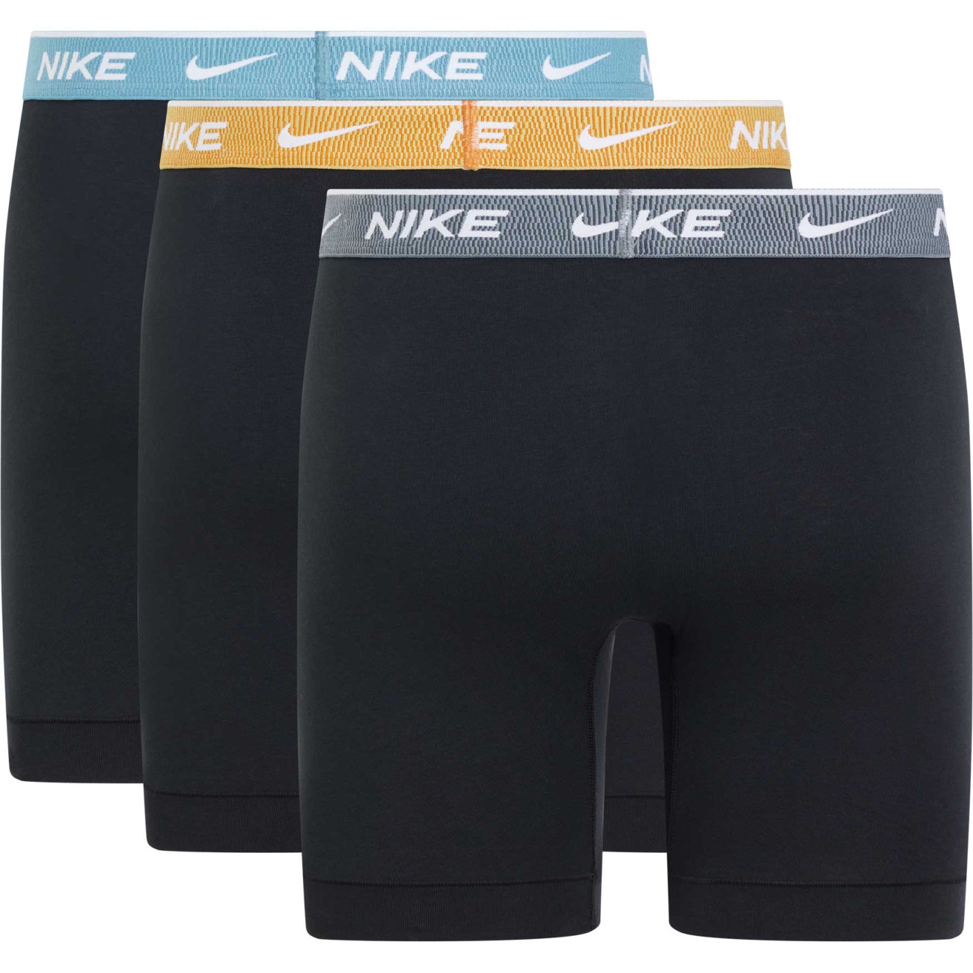 Nike Everyday Cotton Boxershort Brief 3-Pack Zwart Grijs Geel Lichtblauw