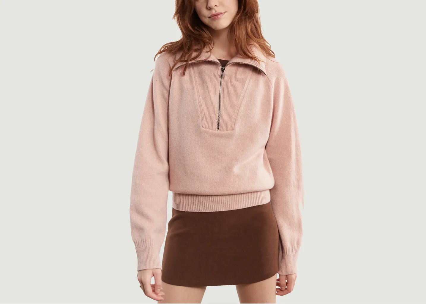 Pull col zippé en Cachemire Tricot