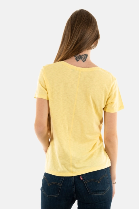 Tee shirt superdry studios slub emb vee qlc pale yellow