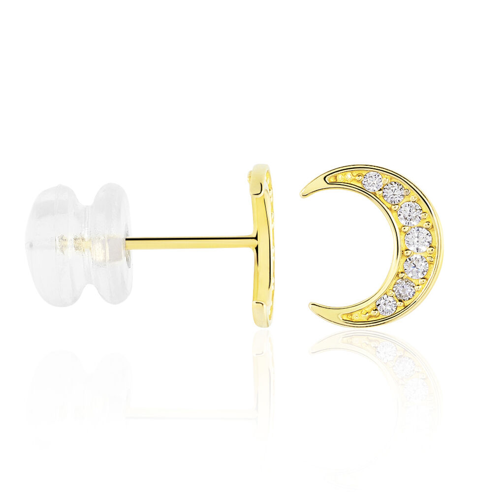 Boucles D'oreilles Pendantes Francoise-marie Lune Or Jaune Oxyde