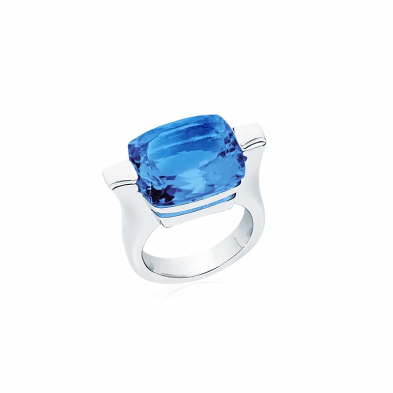 Bague Argent Athena Quartz Bleu