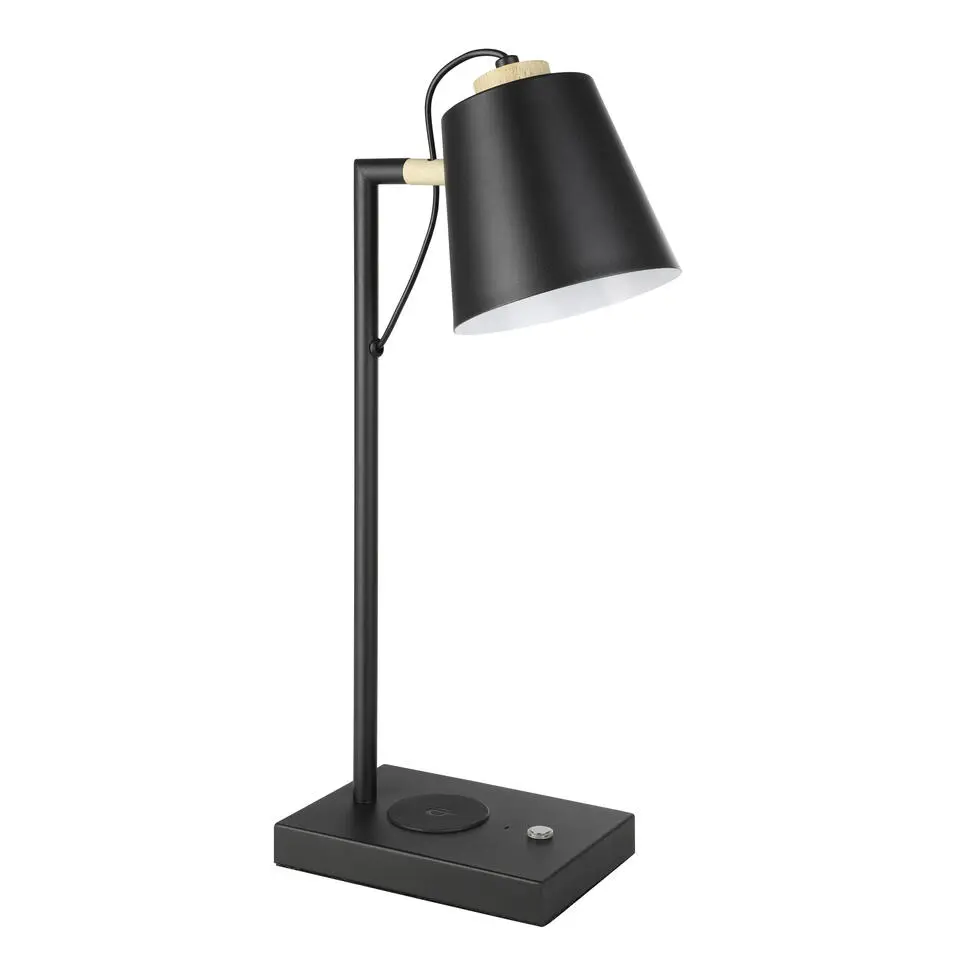 EGLO Lacey-Qi Tafellamp/Bureaulamp - LED - 50 cm - Zwart/Bruin opladen