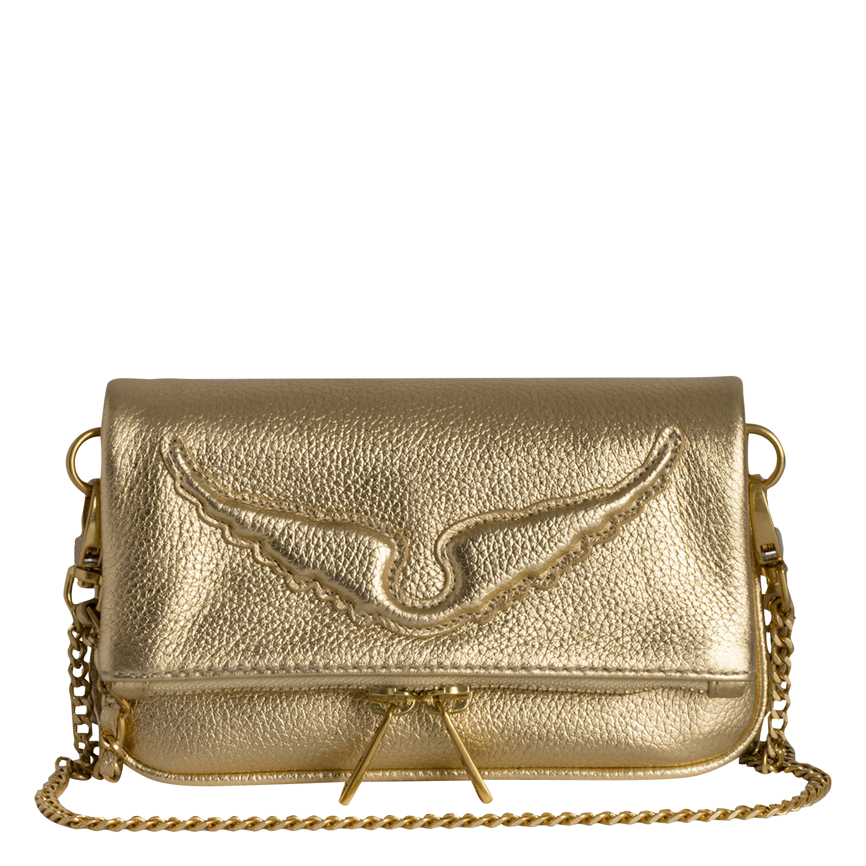 ROCK NANO - Pochette en cuir grainé métallisé | Jaune