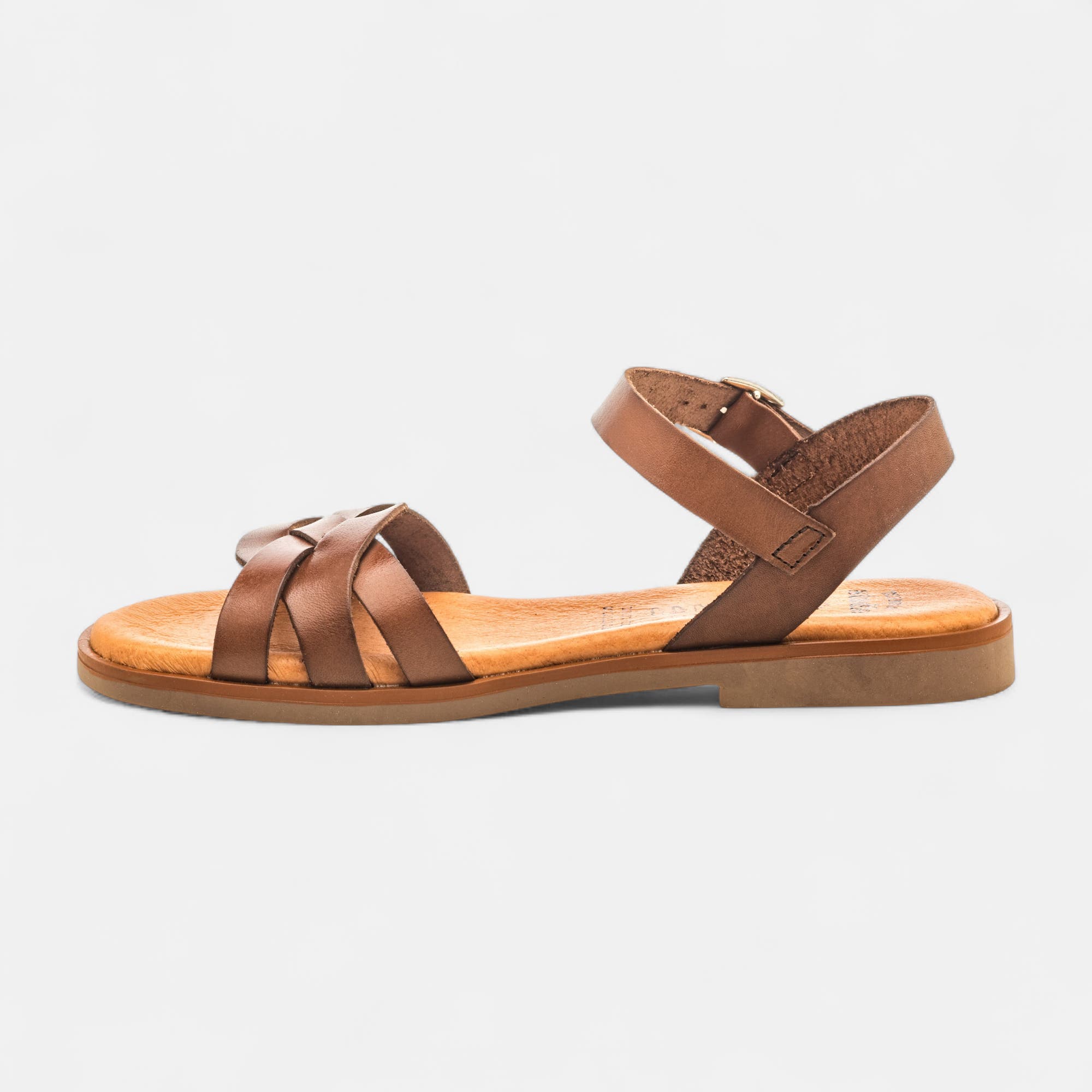 Nu-pieds Femme en cuir marron