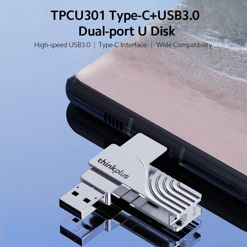 (64GB) Thinkplus USB C / USB 3.0 Speicher Stick Flash Drive (70 Mbit/s) - Silber