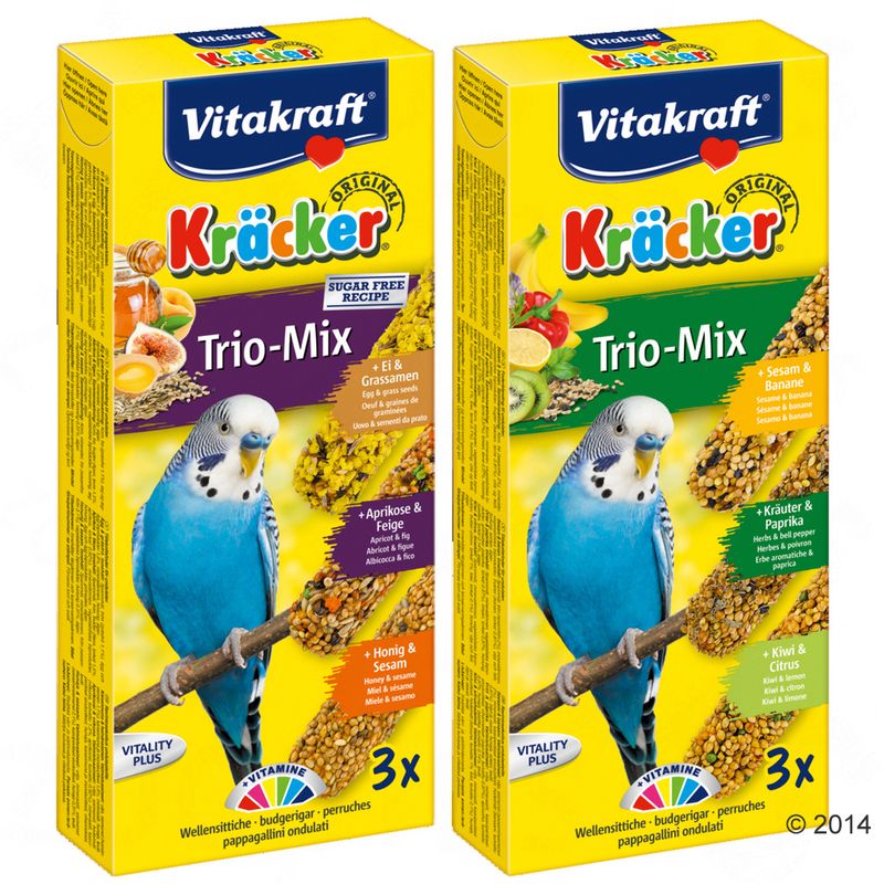 Vitakraft Trio-Mix Krackers, perruche, sésame, herbes & kiwi