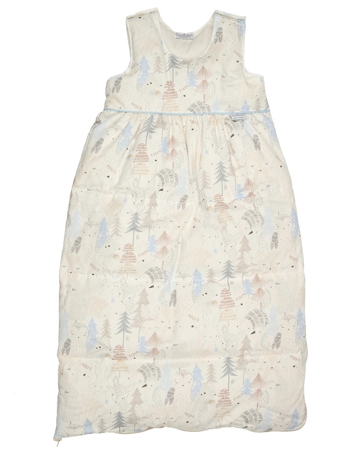 Daunen-Schlafsack WALDTIERE in offwhite/hellblau