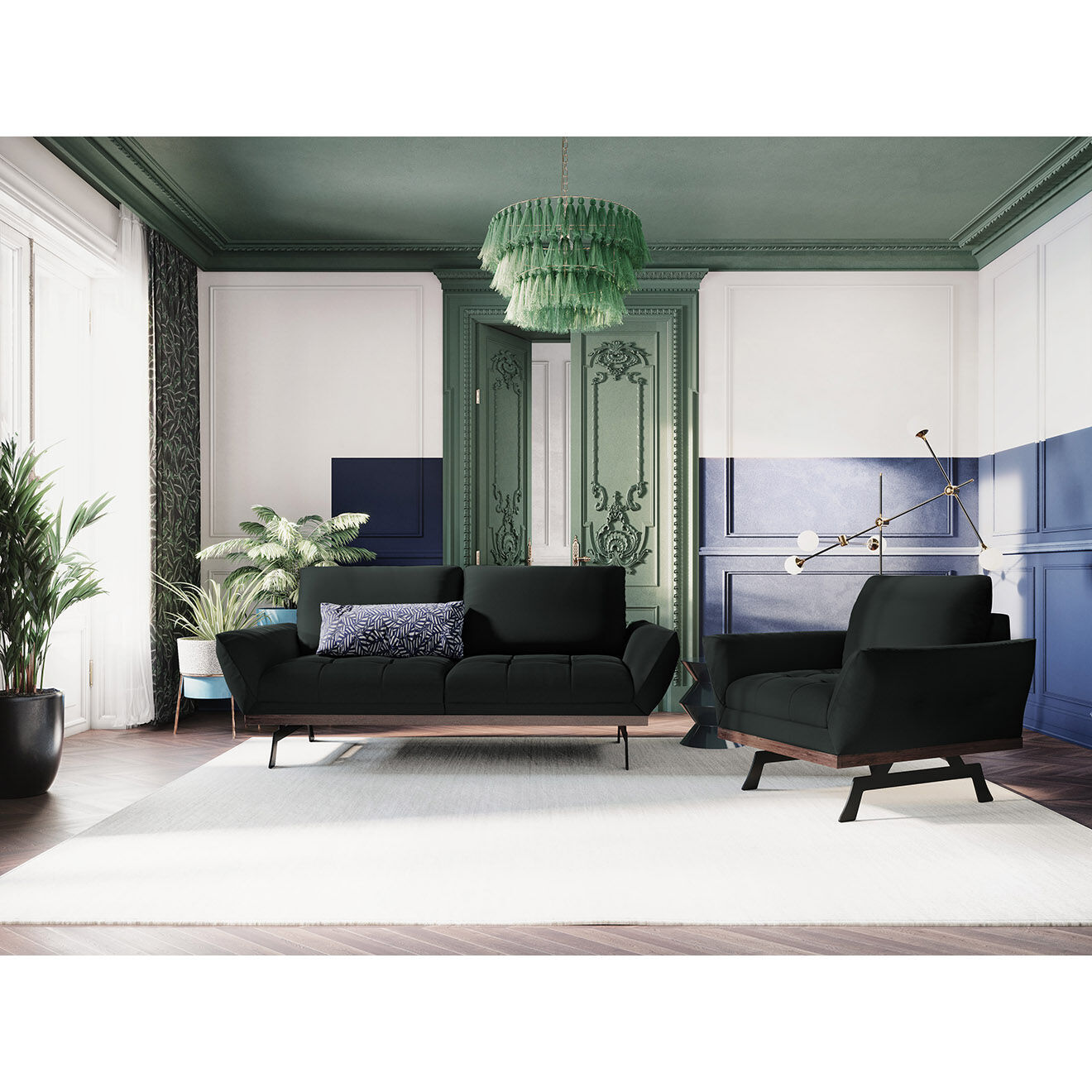 CXL by Christian Lacroix Fauteuil Olivier noir - 95x95x87 cm