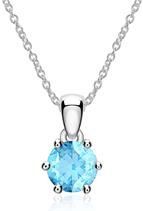 Ketting en hanger in 14 karaat witgoud met blauwe Topaas