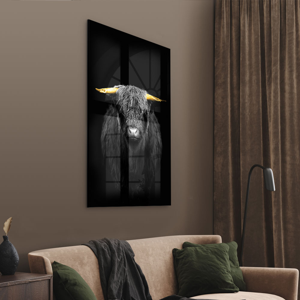 Walljar acrylglas schilderij - Gold Ox Horns Acrylglas schilderij - 80 x 120 cm