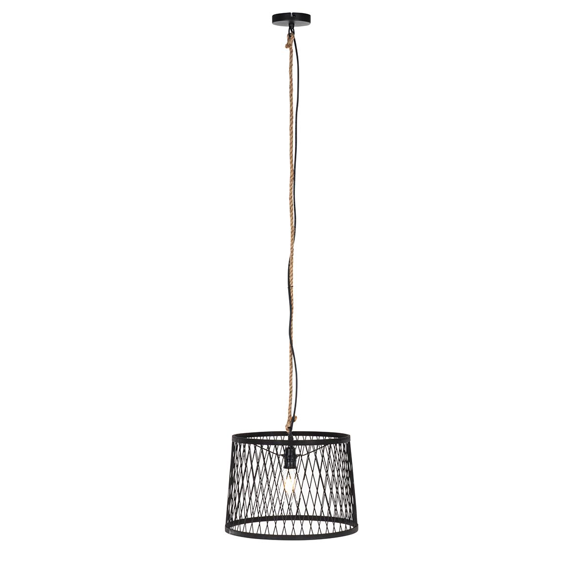 Landelijke buiten hanglamp zwart rotan 40 cm - Calamus