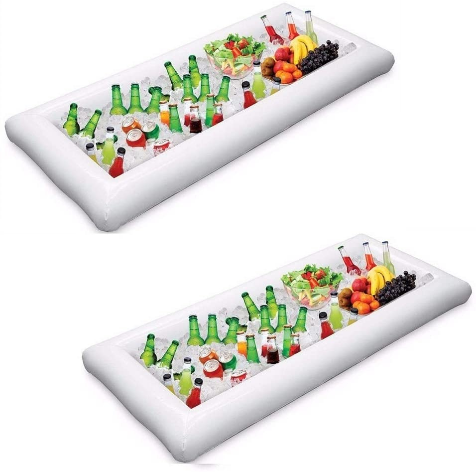 (135x70cm) Aufblasbare Pool Buffet Servier Bar Eis Tablett - Weiss