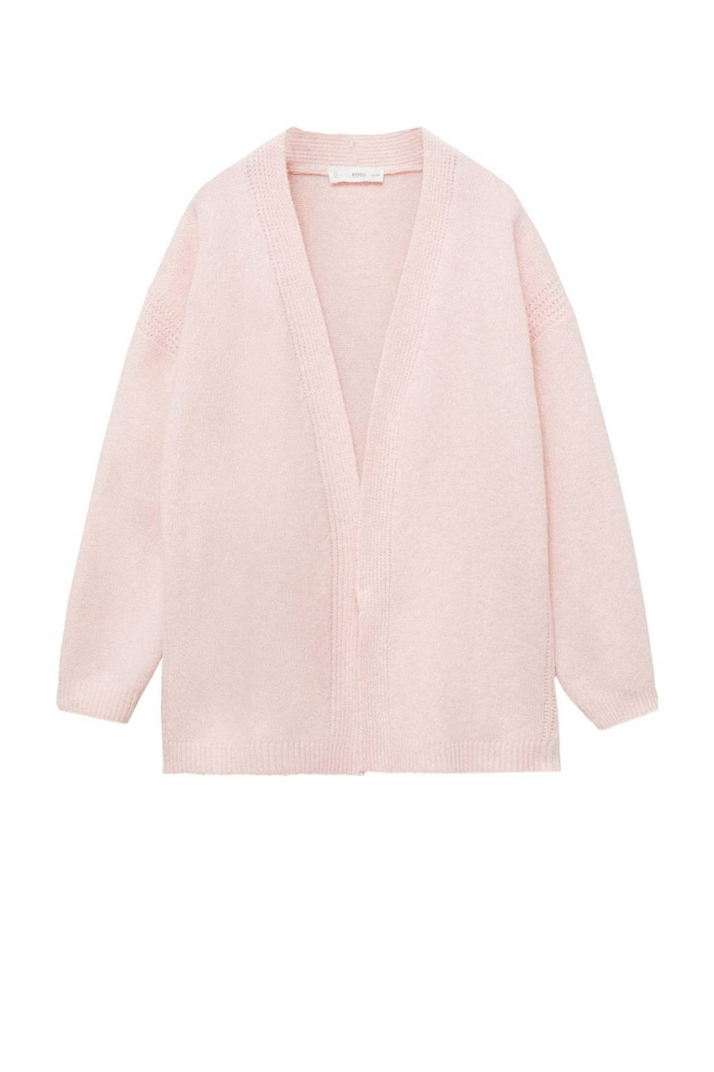 Mango Kids fijngebreid vest lichtroze