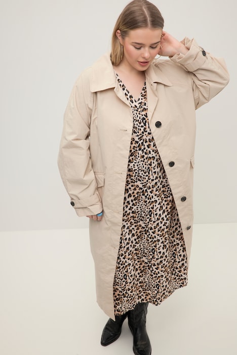 Trenchcoat, oversized, großer Kragen, gerundeter Saum