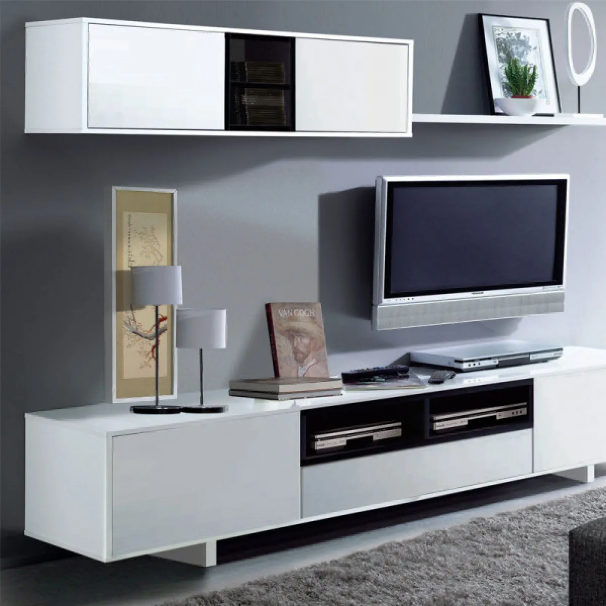 Dansmamaison Composition TV blanc/gris anthracite - Irvine