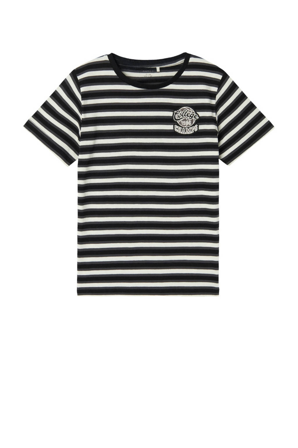 NAME IT gestreept T-shirt NKMDALOVAN zwart/wit