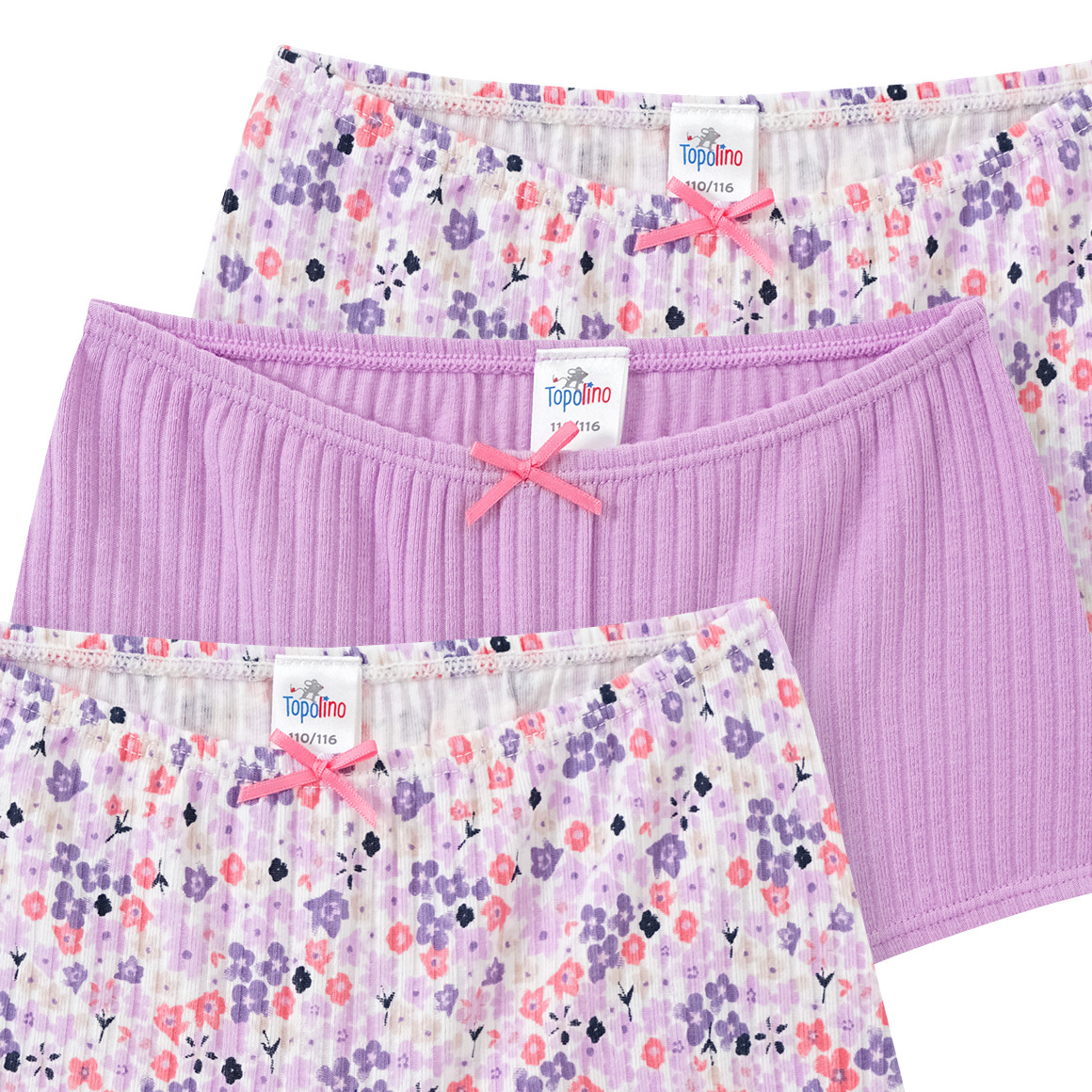 Topolino 3 Mädchen Pantys mit Rippstruktur helllila / cremeweiss