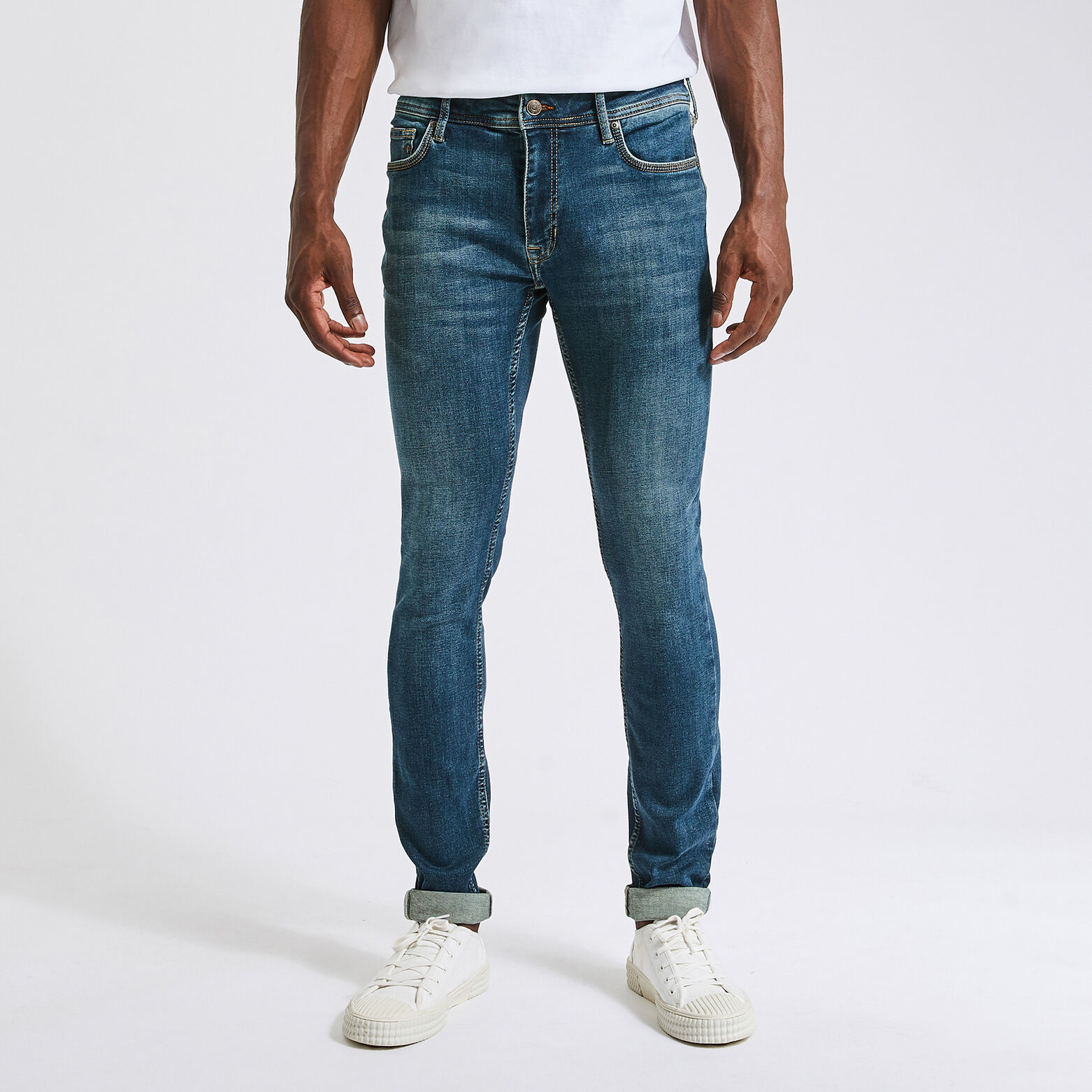 Jean skinny 3 longueurs en polyester recyclé Bleu