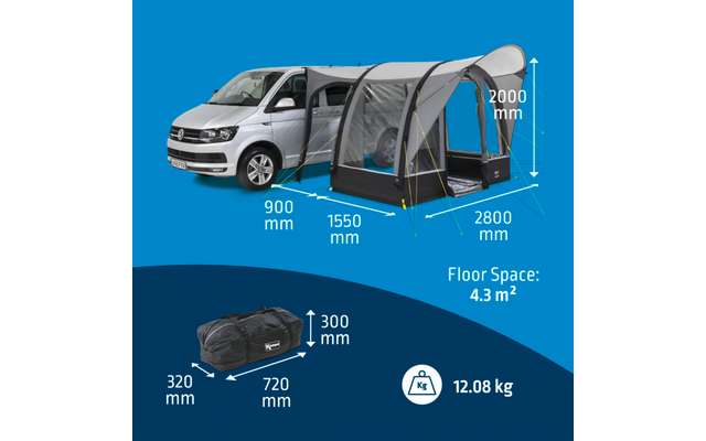 Kampa Sprint AIR Aufblasbares Vorzelt 280 x 145 x 200 cm