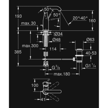 GROHE wastafelkraan Essence M-size met hendel en waste Cool Sunrise