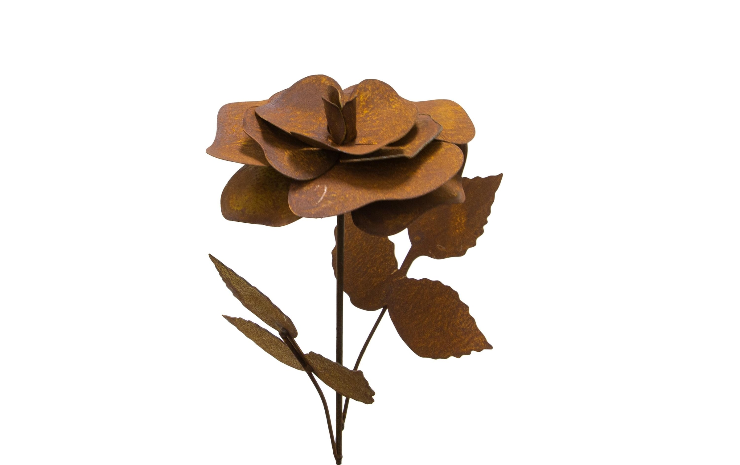Gartenstecker »Ambiance Rose mit Blättern, Metall rost«