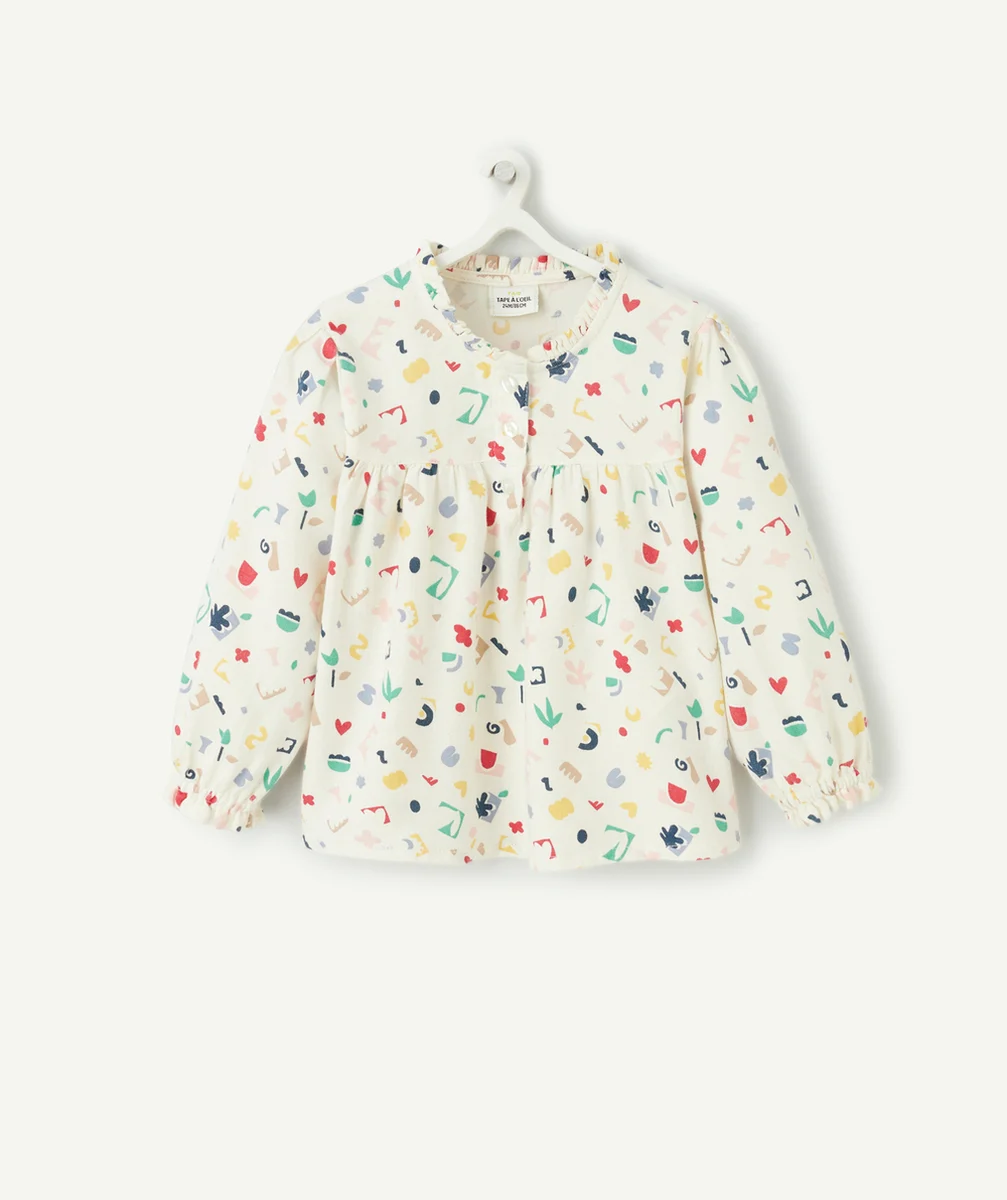BLOUSE BÉBÉ FILLE BLANCHE AVEC FORMES GÉOMÉTRIQUES COLORÉES